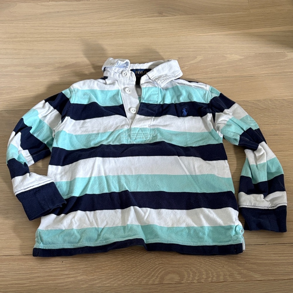 Polo by Ralph Lauren Kids Striped Polo - Navy, White, Mint